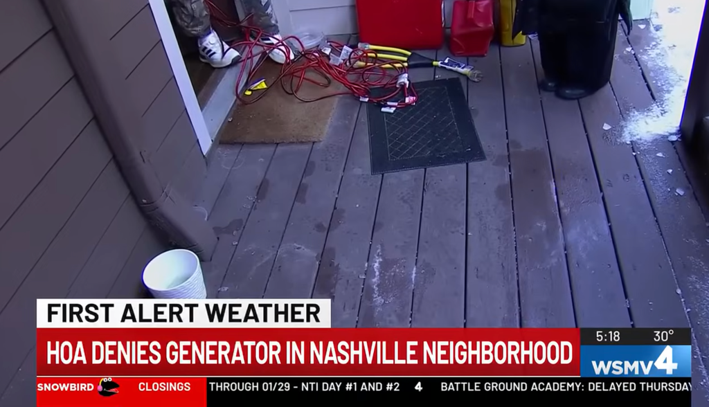 The generator was allegedly set up outside on the family's porch and the cords ran through the door to power the space heaters to make it manageable to remain inside.